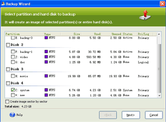 Select the system partition C: