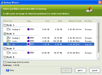 Choose the external hard drive to backup