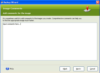 Input comment for your backup archives