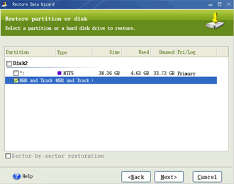 Select MBR to restore