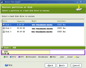 Select destination disk