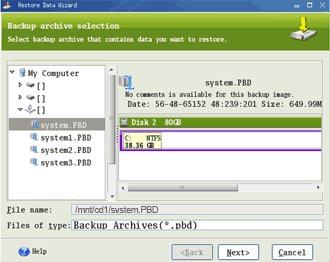 Select Backup image