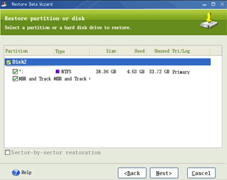 Select imaged system partition