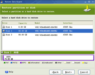 Select destination partition