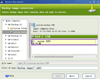 Select backup image