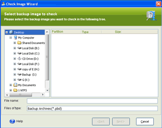 Select the backup image