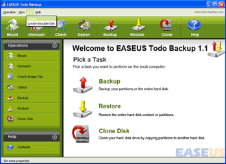 Run EASEUS Todo Backup Option