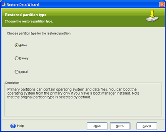 Select a partition type