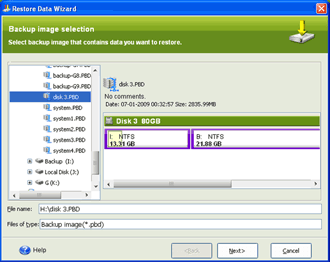 Select backup image