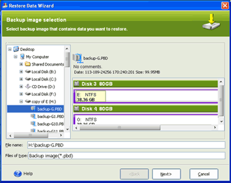 Select the partition you want to restore