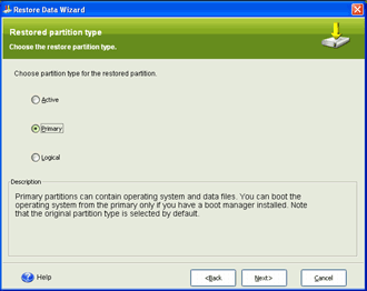 Select a partition type