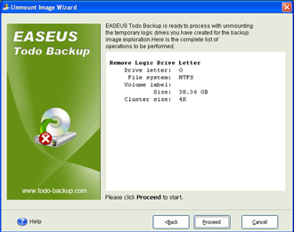 EASEUS Todo Backup - Unmount