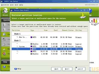 Choose target partition