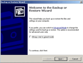 Backup and Restore Wizard